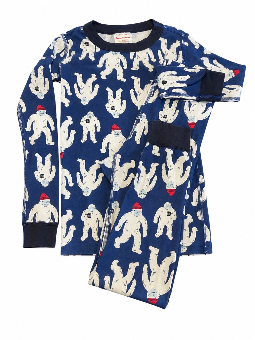 Hanna Andersson Size 8 Yeti Abominable Snowman Organic Cotton Pajama Set